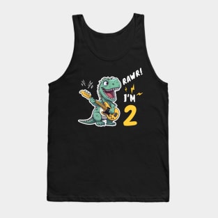 Kids Rawr I'm 2 2nd Birthday Dinosaur Boys Dino T Rex 2 Years Tank Top